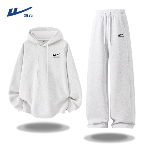 回力连帽卫衣重磅直筒卫裤套装男