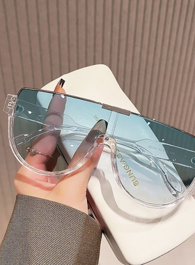 2025年时尚大框连体太阳镜女大脸显瘦茶色街拍墨镜男士潮流网红