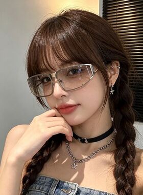 高级感Y2K金属镂空墨镜女欧美个性辣妹凹造型水银色太阳眼镜男潮