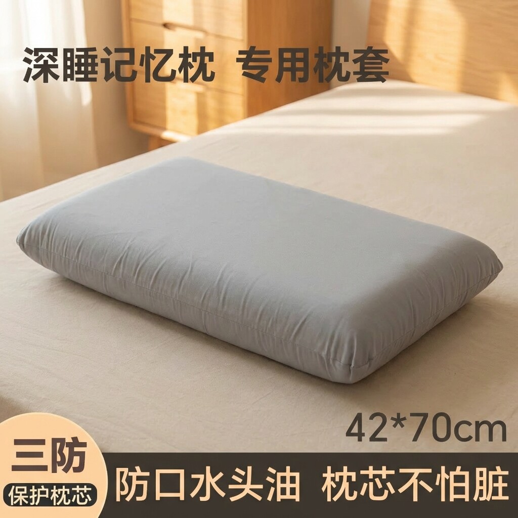 42x70cm枕套深睡记忆枕pro水洗棉防口水防头油专用面包枕头套