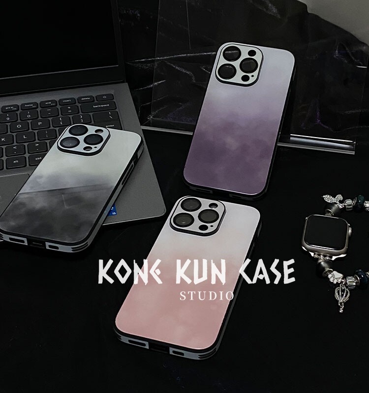 水墨风玻璃感适用iphone13手机壳硬塑料苹果15promax黑色14pro夏季