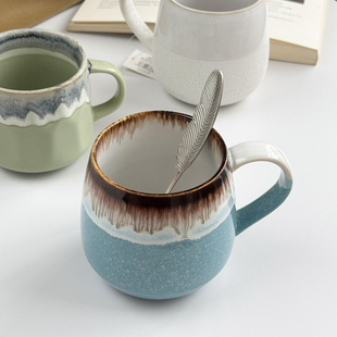 其其安 侘寂风渐变流釉陶瓷杯小众中古风窑变马克杯情侣杯咖啡杯