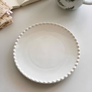 韩国ins风珠点边纯白陶瓷点心甜品蛋糕平盘子西餐沙拉浅盘 其其安