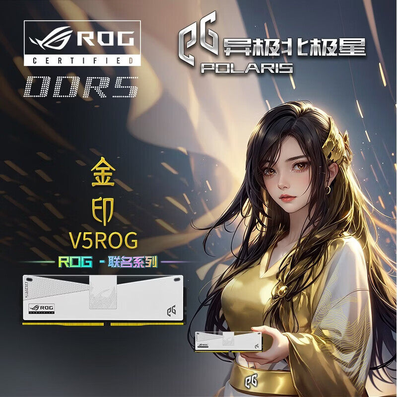 异极北极星V5 ROG联名DDR5台式机16G内存条6000马甲