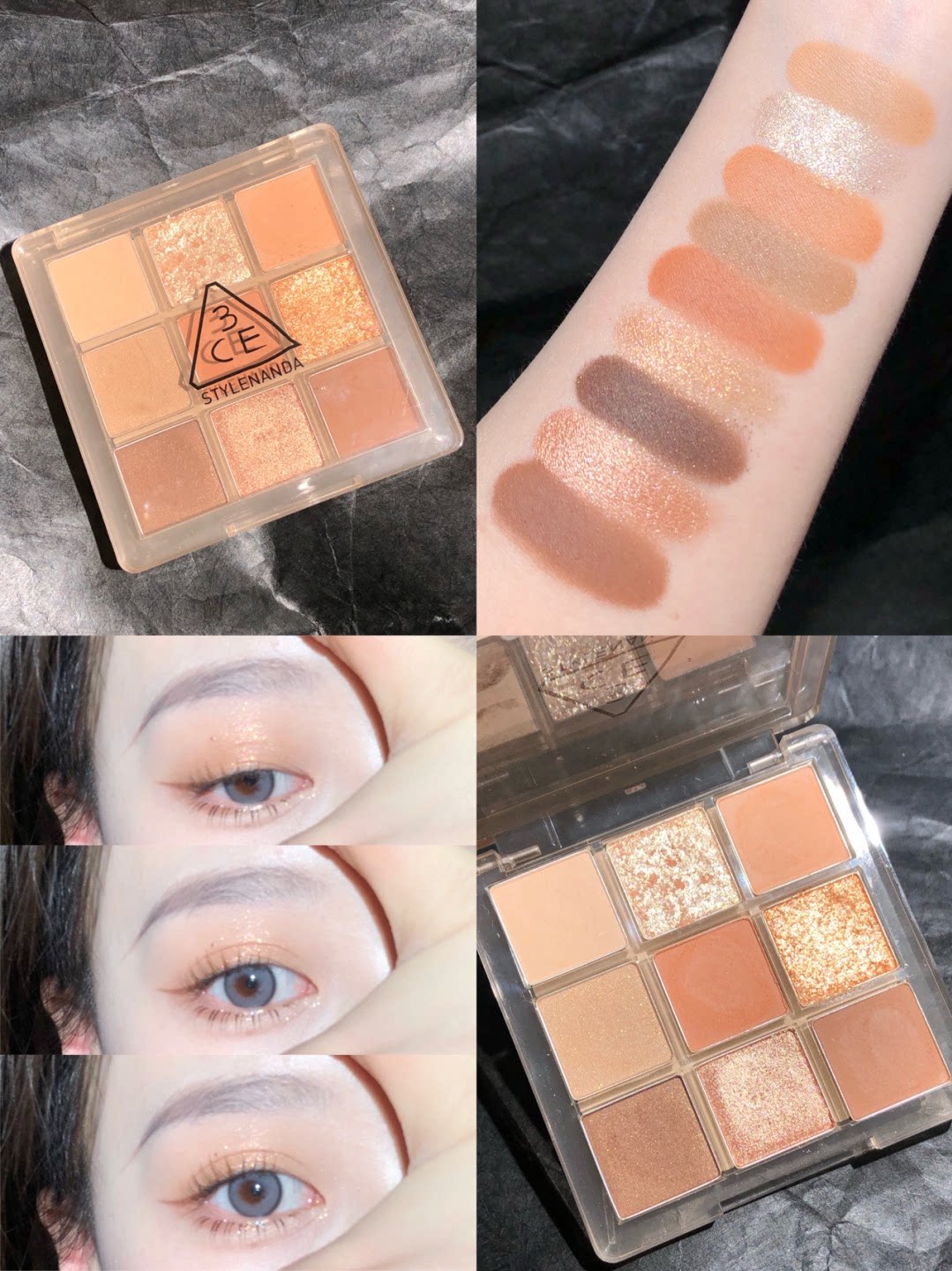 3ce透明亚克力9九色眼影盘auto focus/butter cream黄油芋泥 桃桃