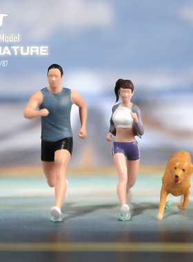 VM 1/87/64/43健身跑步美女帅哥微缩场景微拍摄影车模型人偶手办