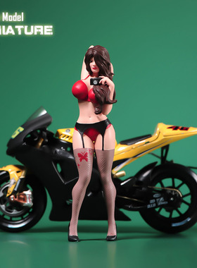 VM现货 1/24/18 拍照女孩微缩场景微拍摄影车模型搭配手办人偶