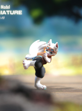 VM1/87/64/43犬科福瑞功夫狼微缩场景微拍摄影车模型手办小人偶