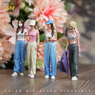 VM 1/24/18 潮流美女四人组精涂微缩场景模型搭配手工涂装小人偶