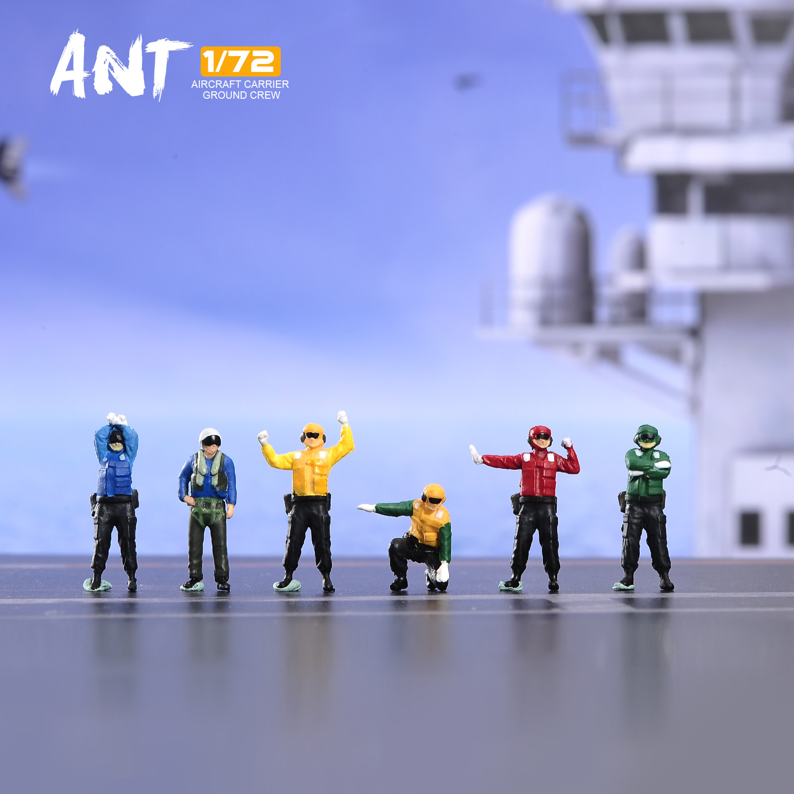 1/72飞行员微拍中国 美国航母甲板场景地勤兵人偶静态微缩模型