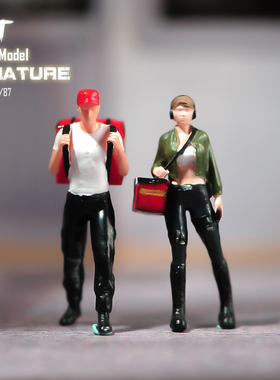 VM1/87/64/43机车美女送餐员快递小哥微拍微缩场景摄影搭配人偶