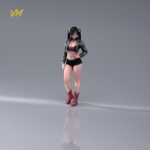 VM 1/64 穿工装风的双马尾萝莉 3D彩色打印微缩人偶搭配场景模型
