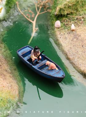 VM 1/87/64/43/24/18 垂钓小船 手工涂装微缩人偶场景模型摆件