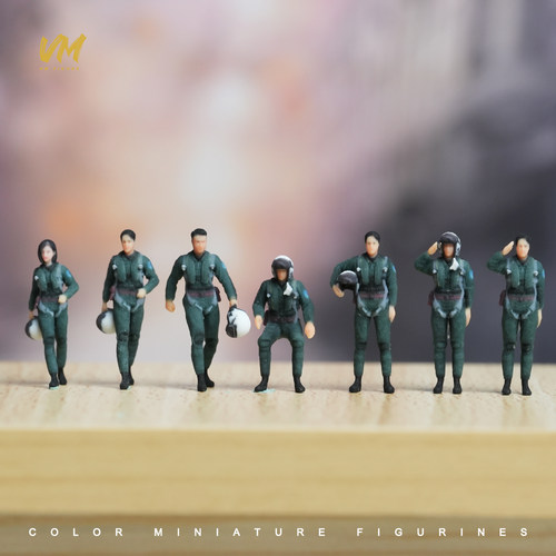 VM 1/72/64 空军飞行员机场微缩场景模型搭配3D彩色打印人偶模型