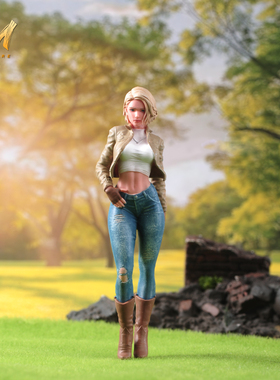 VM 1/24/18 人造人18号B款精涂微缩场景模型搭配手工涂装小人偶