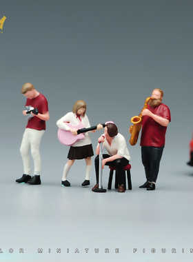 VM 1/87/64/43/24/18 乐队组合手工涂装微缩人偶场景模型摆件