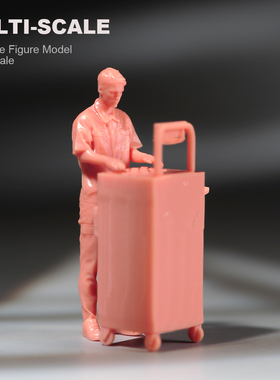 VM1/87/64/43修车工操作汽车检测台微缩场景微拍摄影模型人偶白膜