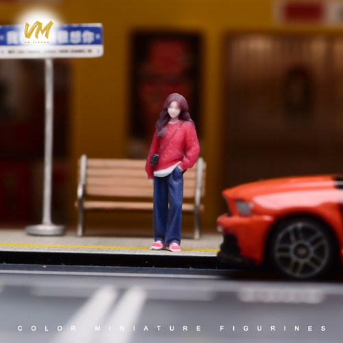 VM 1/64 漂亮毛衣女孩微缩场景模型搭配3D彩色打印人偶模型