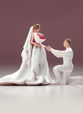 VM 1/87/64/43/24/18 深情告白求婚订婚结婚情侣爱人摆件礼物收藏