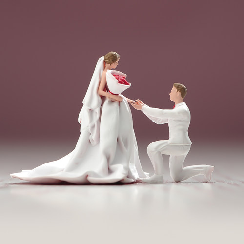 VM 1/87/64/43/24/18 深情告白求婚订婚结婚情侣爱人摆件礼物收藏