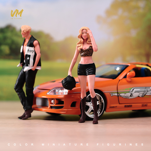 VM 1/24/18 潮流机车情侣组合精涂微缩人偶场景模型手工涂装摆件