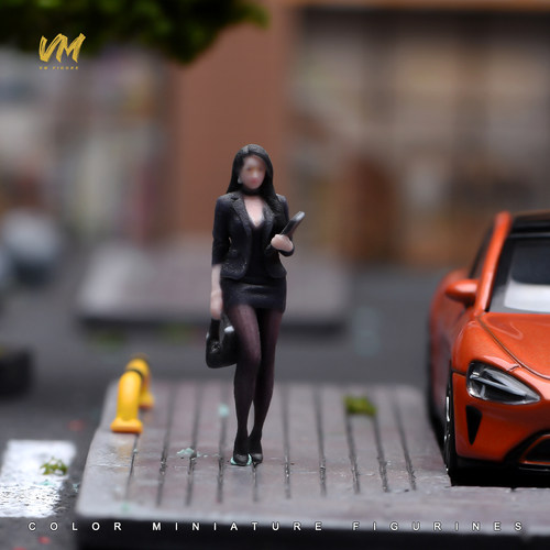 VM 1/64比例 职场性感御姐微缩场景模型搭配3D彩色打印人偶模型