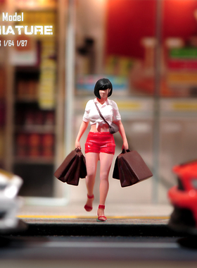 VM1/87/64/43/24 购物女孩微缩场景微拍摄影车模型搭配手办小人偶