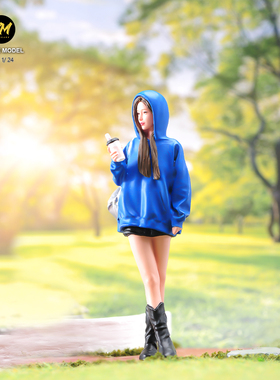 VM 1/24/18 卫衣女孩精涂微缩场景模型搭配手工涂装人偶模型摆件