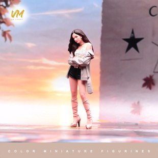 VM 1/24/18 歪头潮流女生精涂微缩场景模型搭配手工涂装小人偶