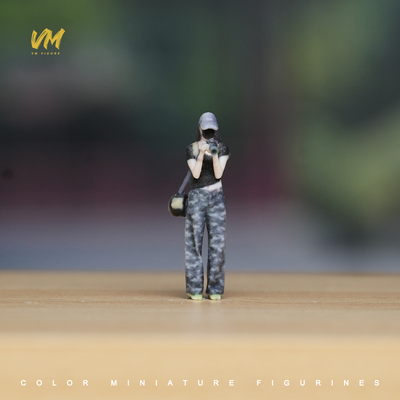 VM  1/64比例 长发摄影美女 微缩场景模型搭配3D彩色打印人偶