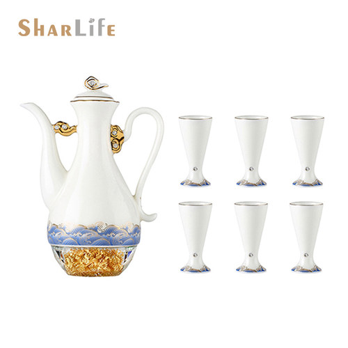 SharLife羊脂玉瓷白酒杯套装