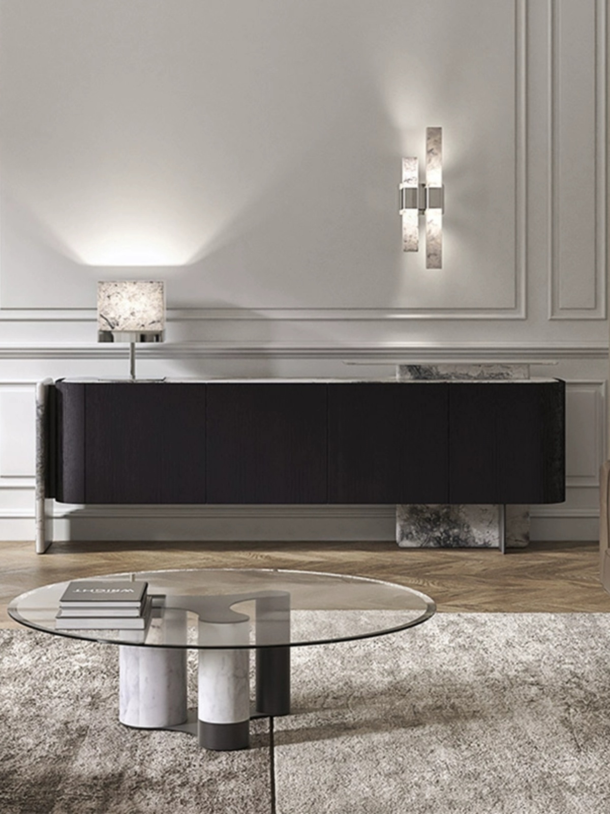 大理石餐边柜一体靠墙厨房家用客厅收纳设计师高端意识轻奢储物柜