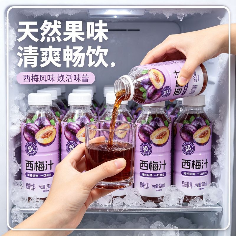正宗西梅汁220ml/24瓶0脂肪西梅汁饮料一整箱批发6瓶特价厂家直销