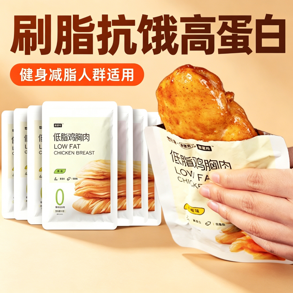 鸡胸肉减脂减餐肥0低脂肪开袋即食饱腹专用便携出游方便轻速食旅行女士自律食品学生主食代餐无糖解馋小零食0热量无添加干燥几
