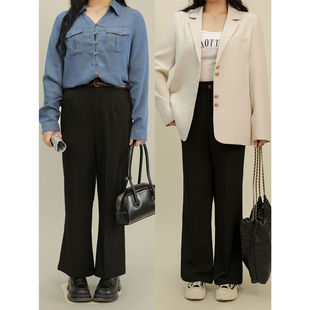 DM100大码女装微胖mm春季显瘦百搭垂感直筒裤TR梭织休闲裤