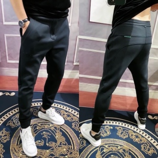 070冬季男士运动休闲裤时尚潮流休闲小脚裤加绒保暖修身男款卫裤