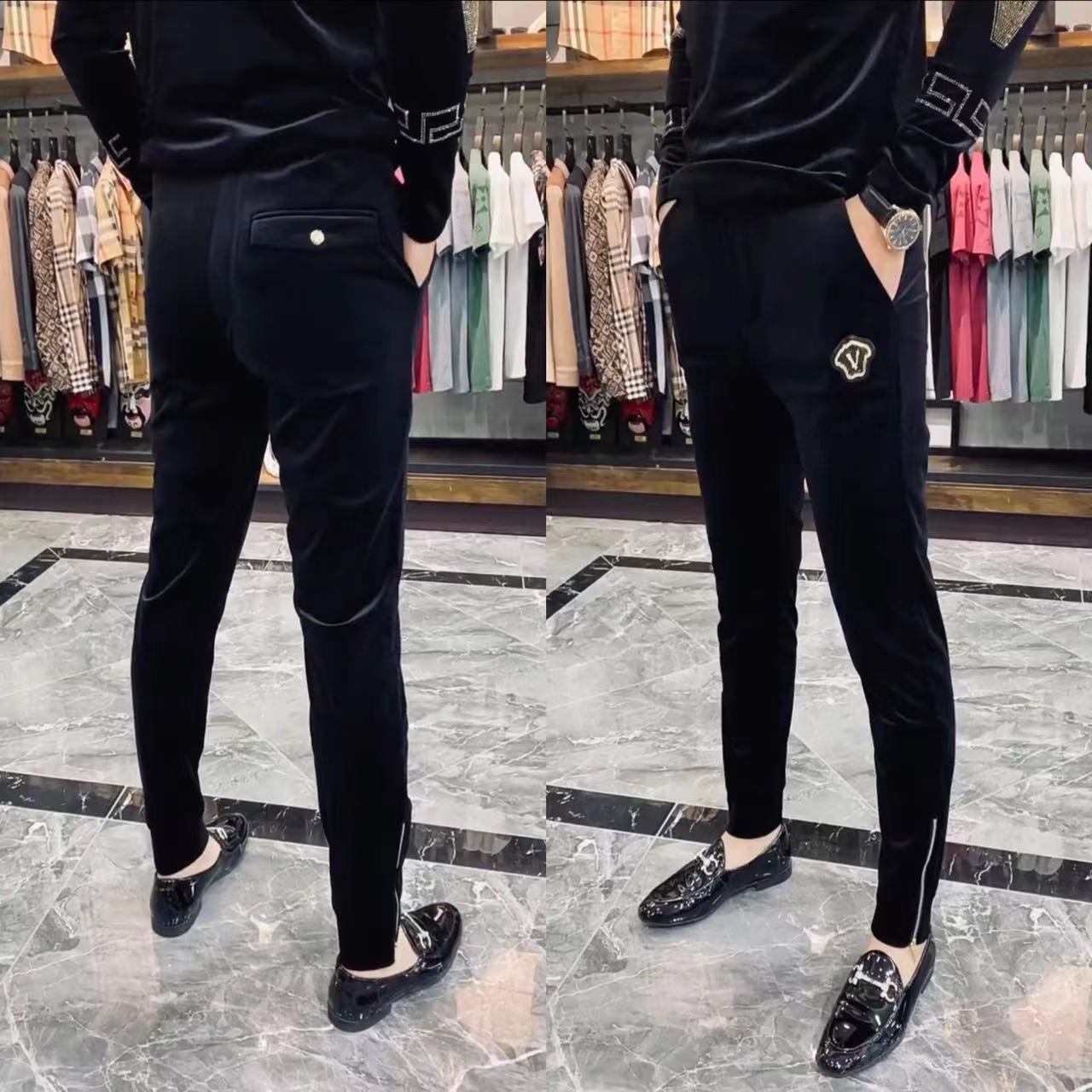 长裤小脚裤商务休闲拉链黑色微弹