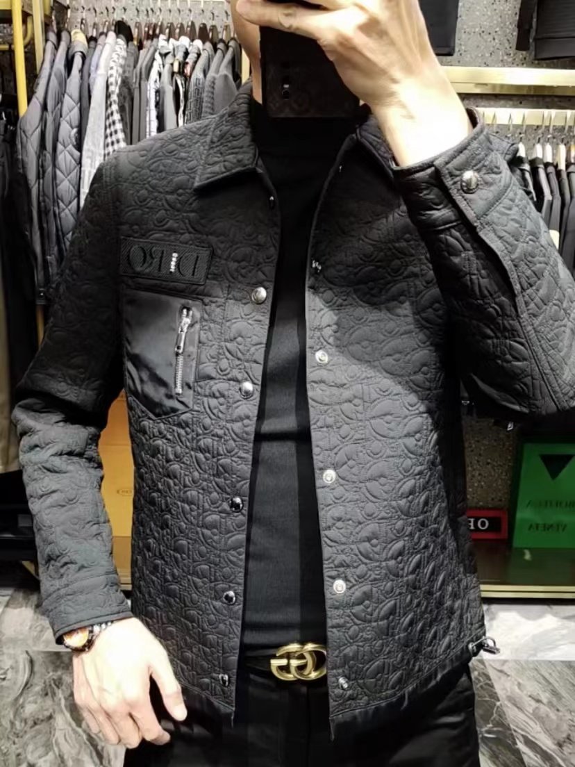 088秋冬新款男士商务休闲翻领薄棉夹克衫时尚简约修身百搭棉服男