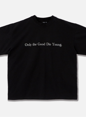 darceyes字母slogan印花宽松男女同款黑色纯棉短袖t恤