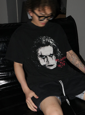 DARCEYES 美式 乌鸦The Crow 街头印花短袖t恤