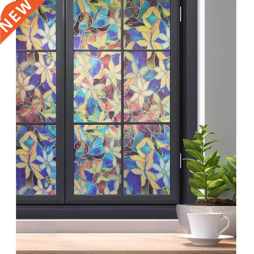 *WXSHSH Stained Glass Window Film Privacy Static Cling Decor
