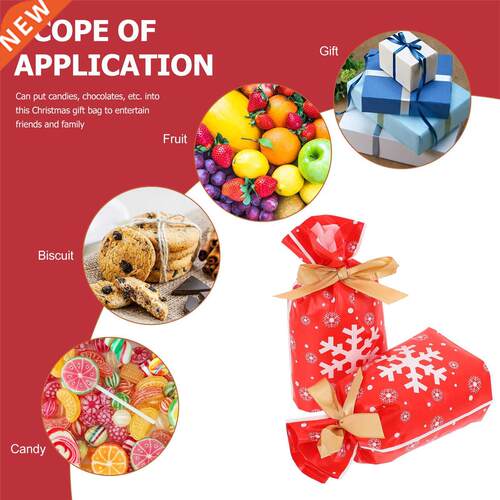 10PCS Christmas Ribbon Drawstring Bag Xmas Candy Wrapping