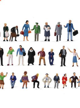 30pcs HO scale 1:87 Standing Seated Passenger People Painted