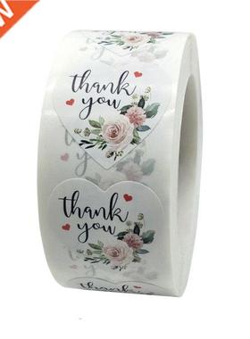 100-500pcs Thank You Stickers Heart Floral Seal Labels Cute