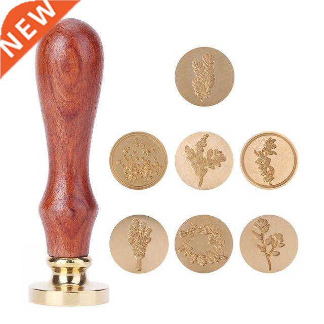 Retro Wax Seal Plant Pattern Sealing Wax Stamp Wood Handle E