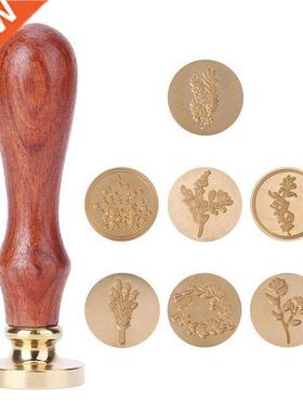Retro Wax Seal Plant Pattern Sealing Wax Stamp Wood Handle E
