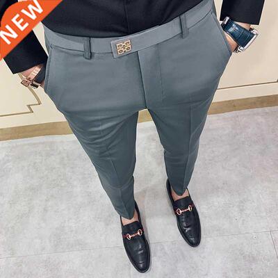 Spring 2022 Men Pants Korean Slim Fit Men Casual Ankle Lengt