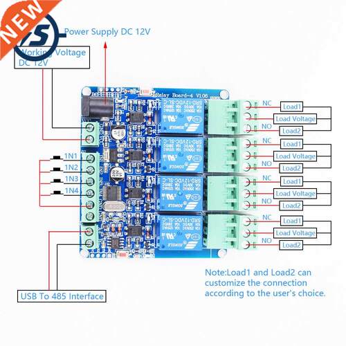 RS485 Modbus-RTU 12V 4Bit Relay Module 4-Channel Switch Cont