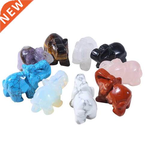 Elephant Statue Natural Gemstone Carving Healing Crystal
