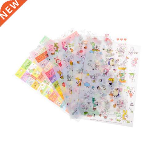 6 Sheets/set Rabbit Book Sticker 适用于 Diary Scrapbook Cale